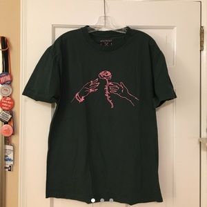 SOLD ON DEPOP Rose Embroidered Green/Pink Tee